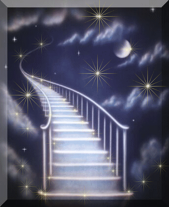 a glittering stairway into a starry sky