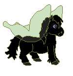 a winged black dog